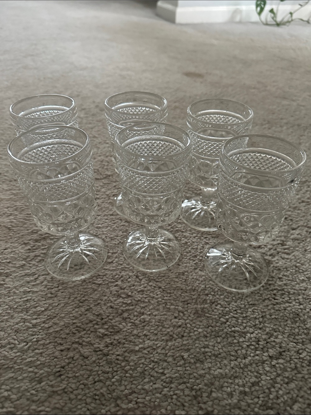Vintage Clear Pressed Glass Goblets - Set of 6